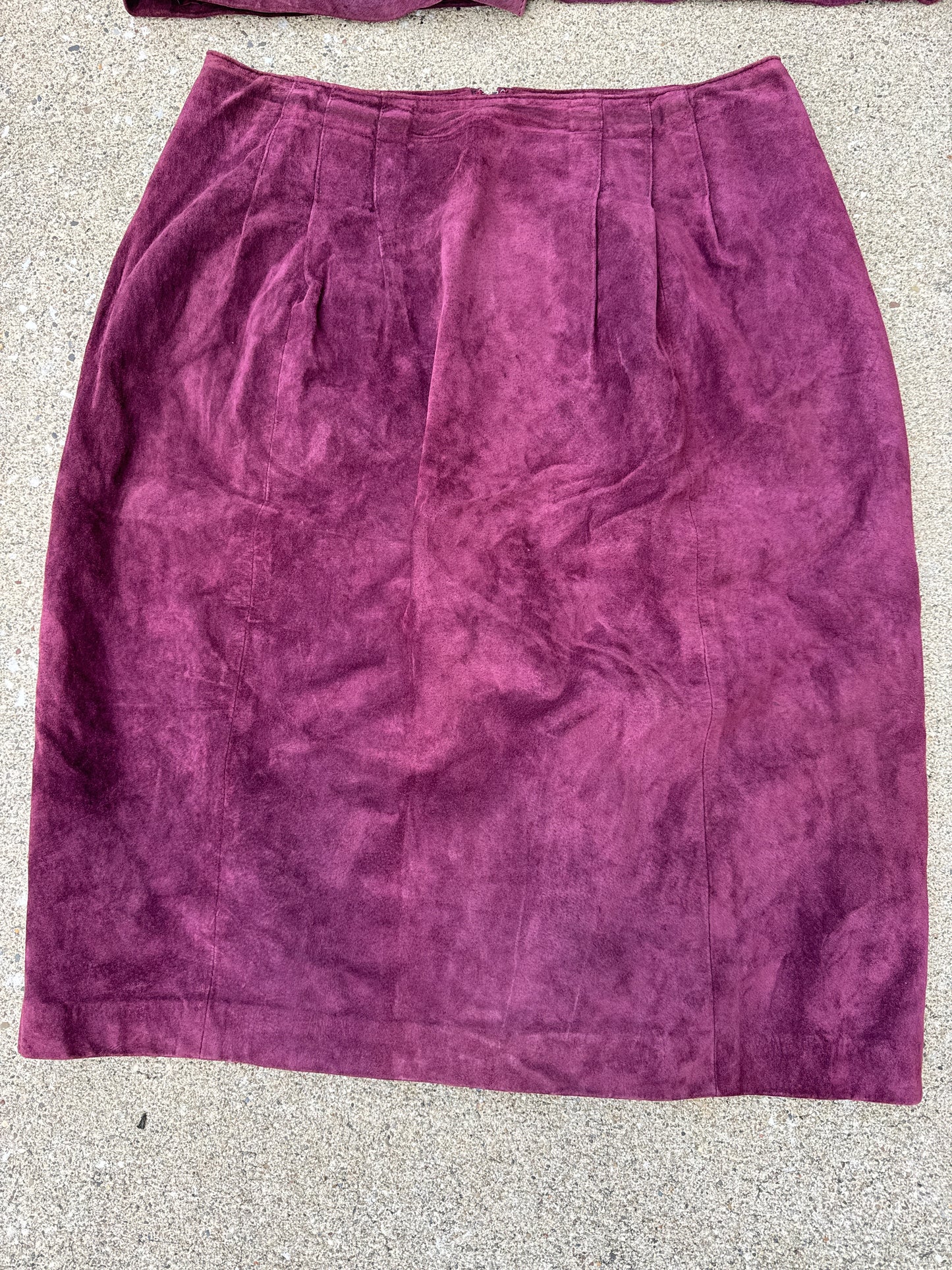 Vintage 80s Evan Davies Suede Suit Set Size 14