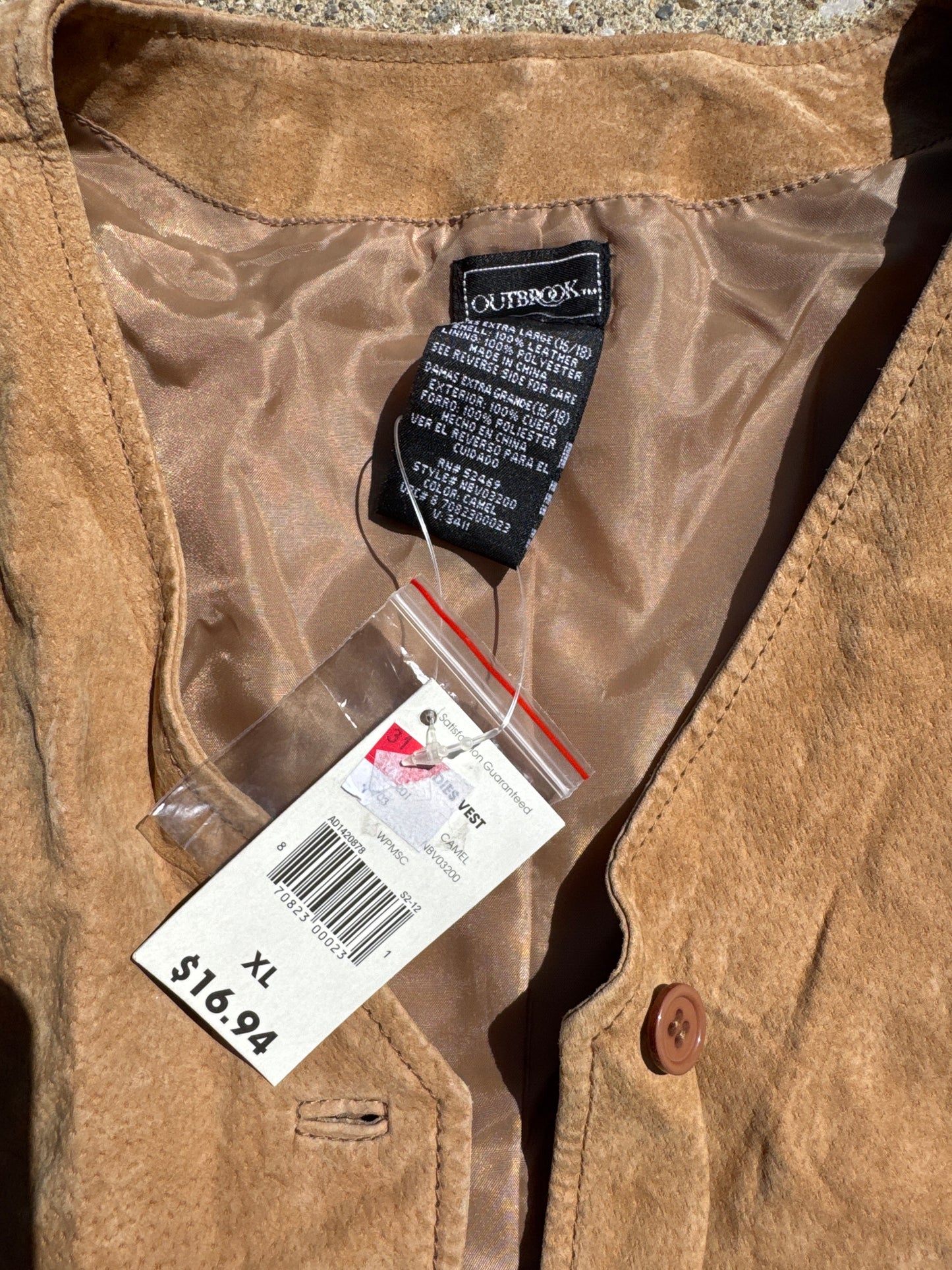 Vintage Women’s Outbrook Suede Vest NWT Size XL