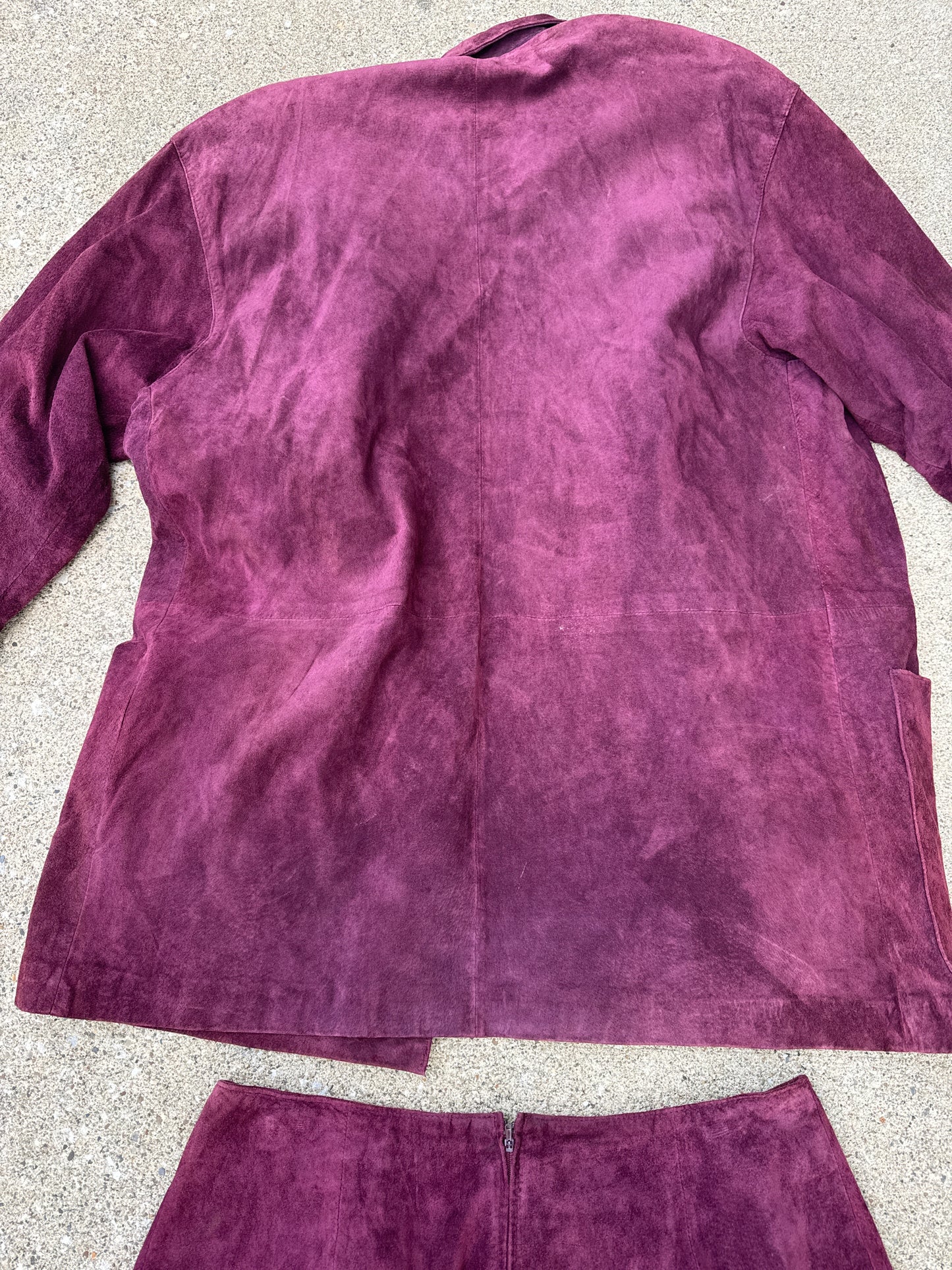 Vintage 80s Evan Davies Suede Suit Set Size 14
