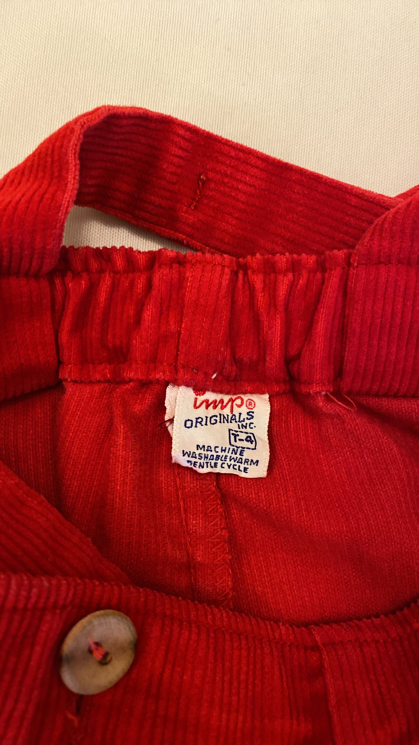 Boys Vintage Imp Originals Corduroy Overalls Size 4T