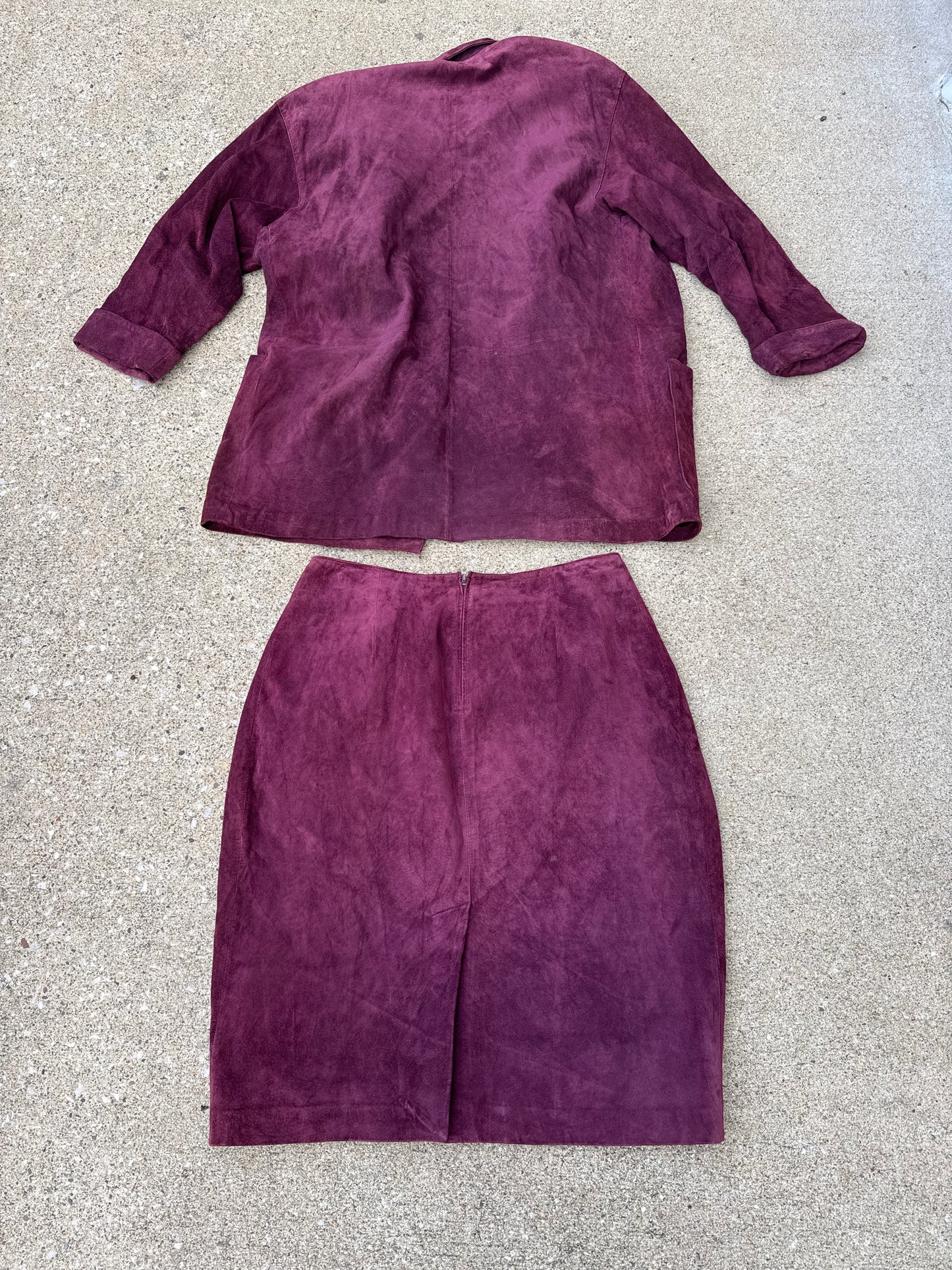 Vintage 80s Evan Davies Suede Suit Set Size 14