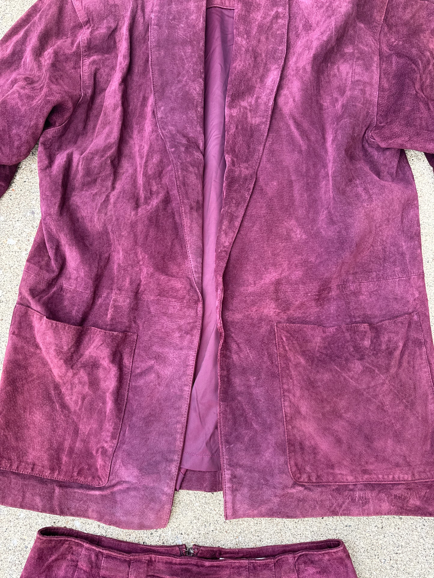 Vintage 80s Evan Davies Suede Suit Set Size 14