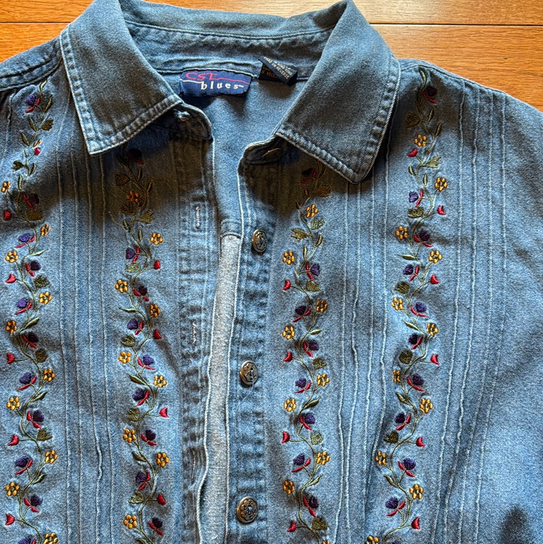 Vintage Women’s CST Blues Denim Crop Long Sleeve Size 1X