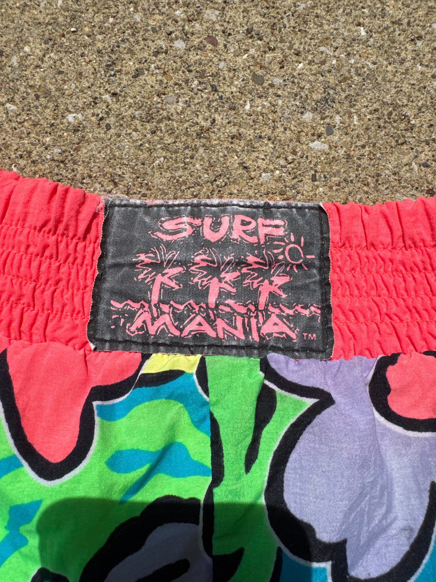 Vintage Surf Mania Neon Floral Shorts Size M