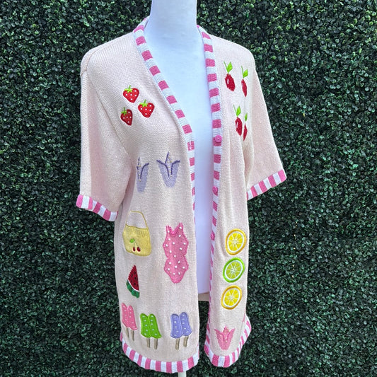 Vintage Women’s The Quacker Factory Pink Floral Summer Button Up Size S