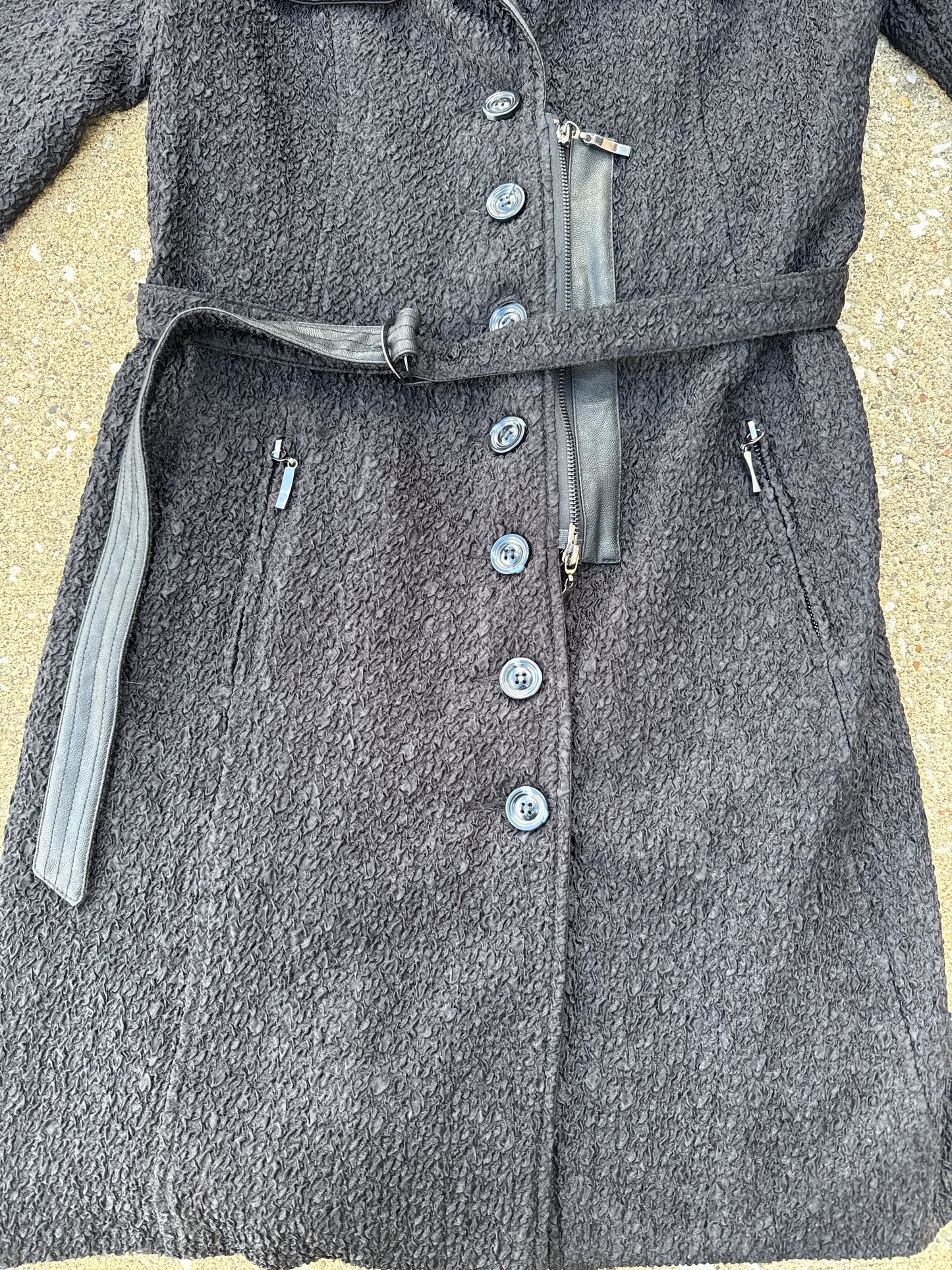 Vintage Simon Chang Black Trench Coat size 10