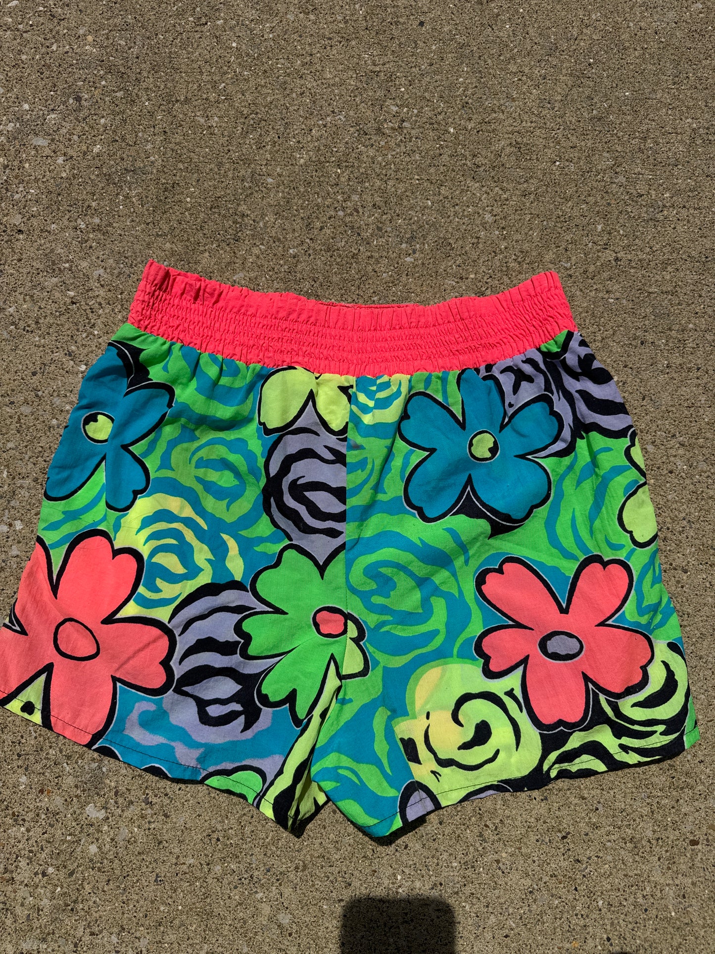 Vintage Surf Mania Neon Floral Shorts Size M