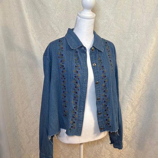 Vintage Women’s CST Blues Denim Crop Long Sleeve Size 1X