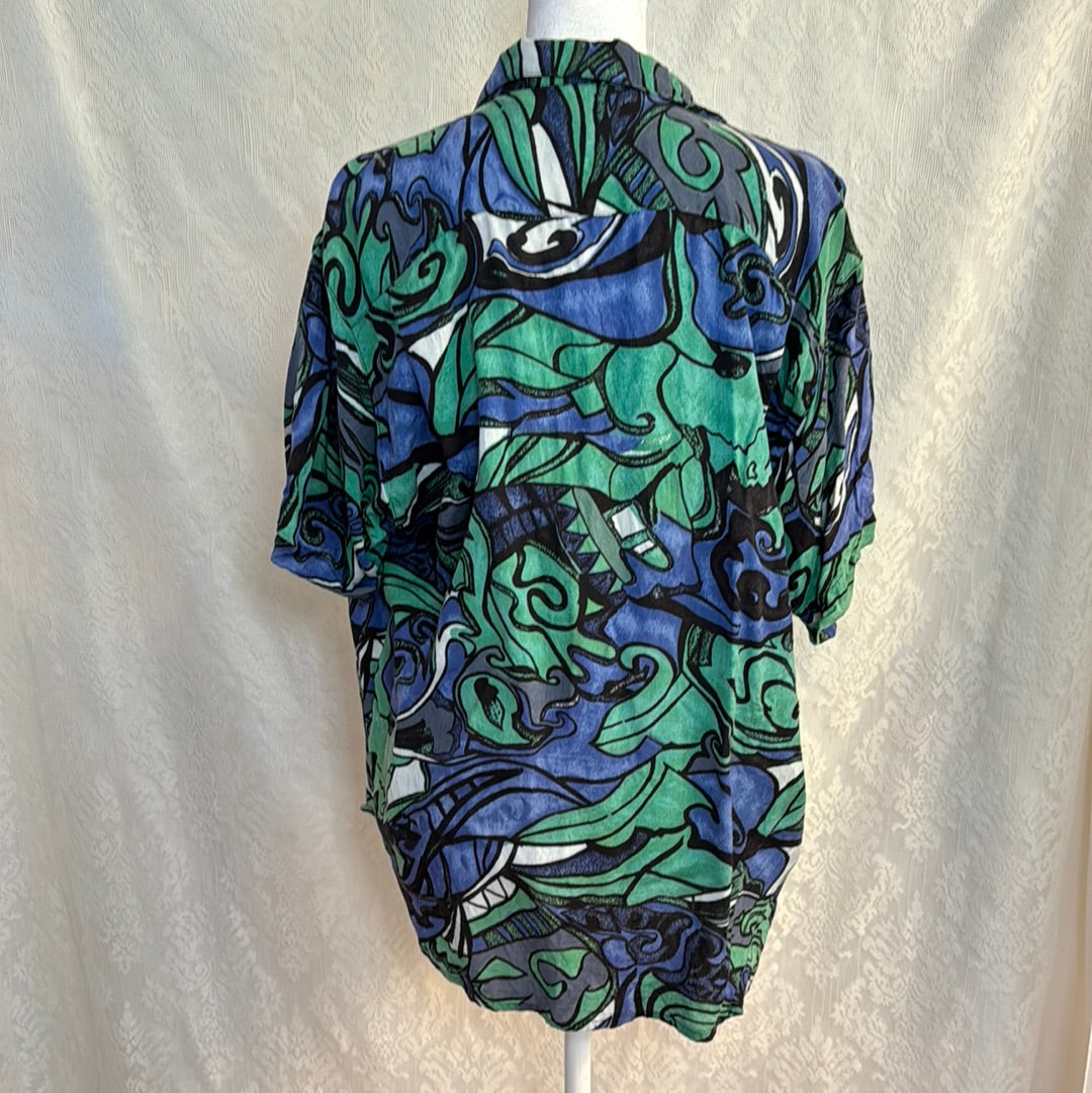 Vintage Women’s Punch Short Sleeve Button Up Size L