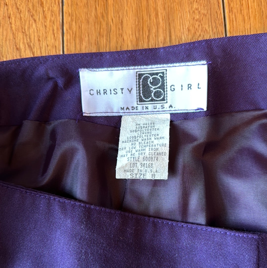 Vintage Women’s Christy Girl Purple Skirt Size 8 NWT