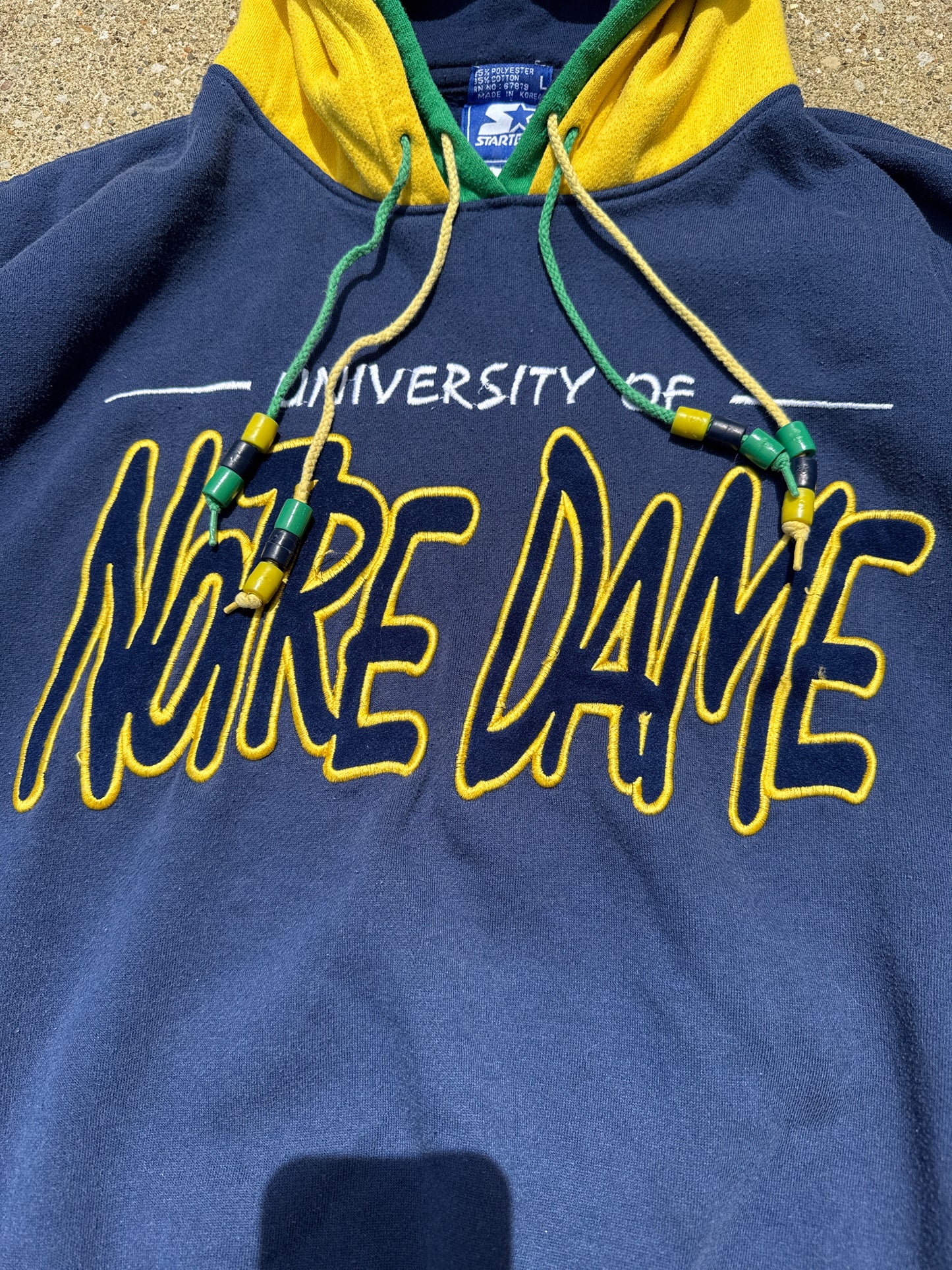 Vintage Notre Dame Starter Hooded Sweatshirt Size L