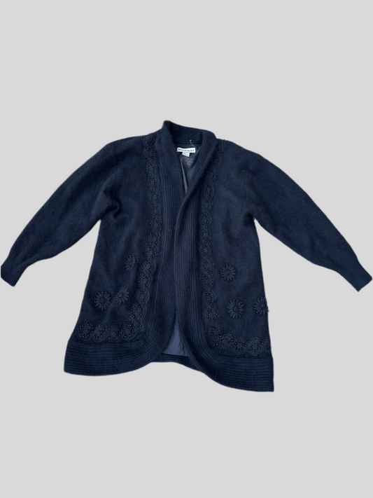 Vintage Women’s Michelle Nichol Angora Rabbit Hair Cardigan Sweater Size M
