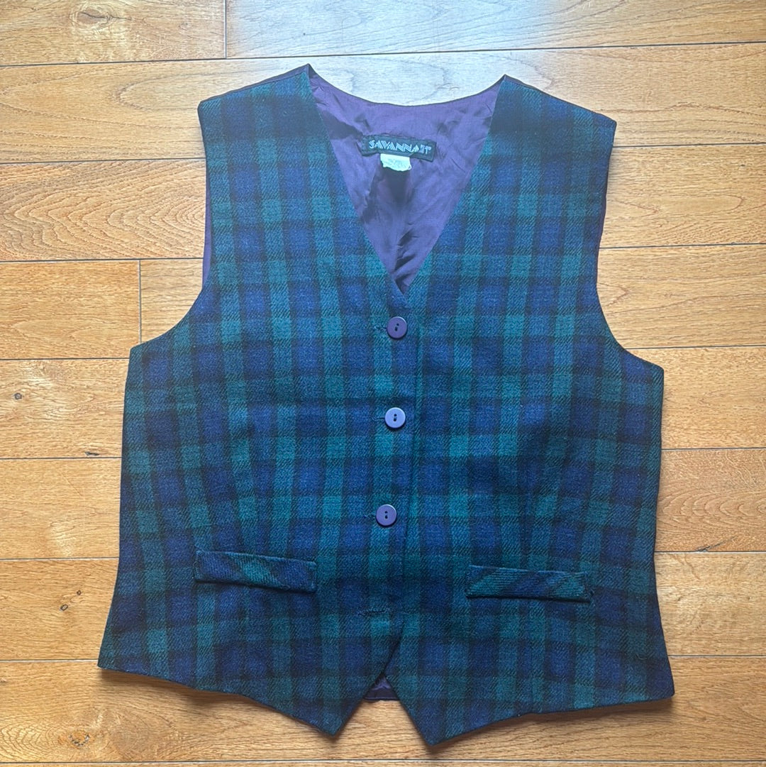 Vintage Women’s Savannah Plaid Vest size L