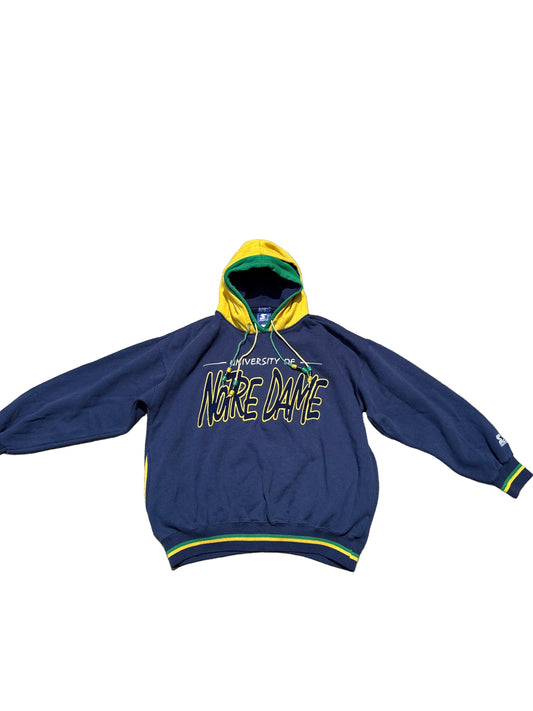 Vintage Notre Dame Starter Hooded Sweatshirt Size L