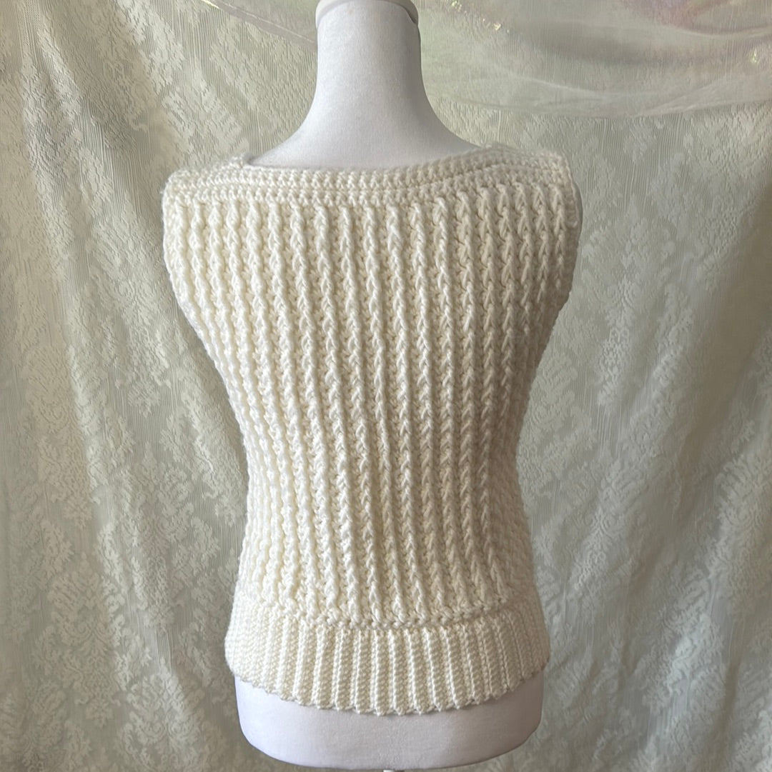 Women’s White Crochet Sleeveless