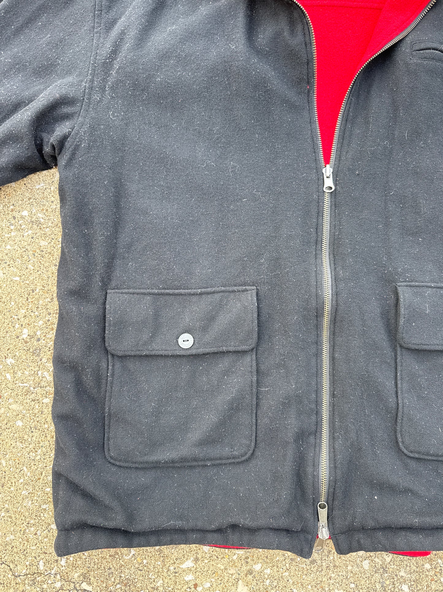 Vintage Men’s Black/Red Reversible Wool Blend Marlboro Coat Size XL