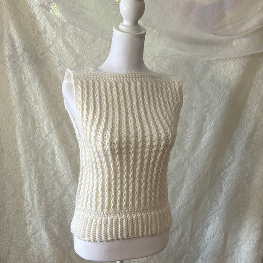 Women’s White Crochet Sleeveless