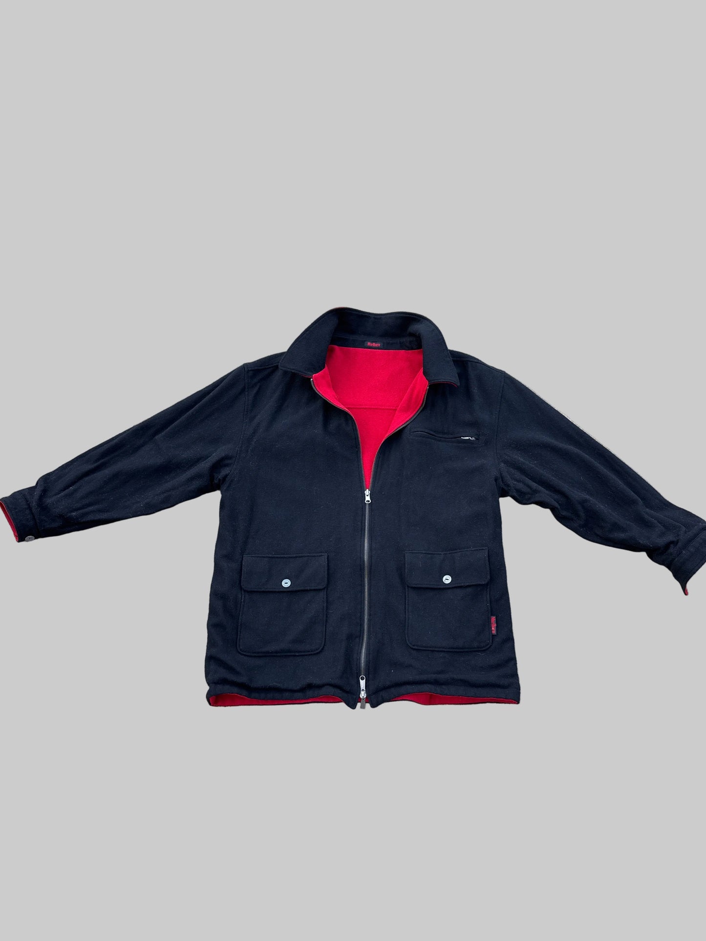 Vintage Men’s Black/Red Reversible Wool Blend Marlboro Coat Size XL