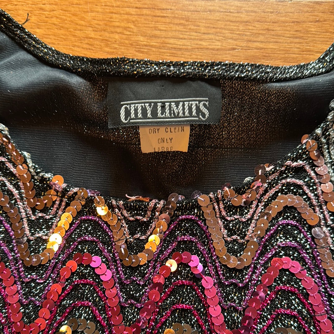 Vintage Women’s City Limits Sequins Shirt Size Large