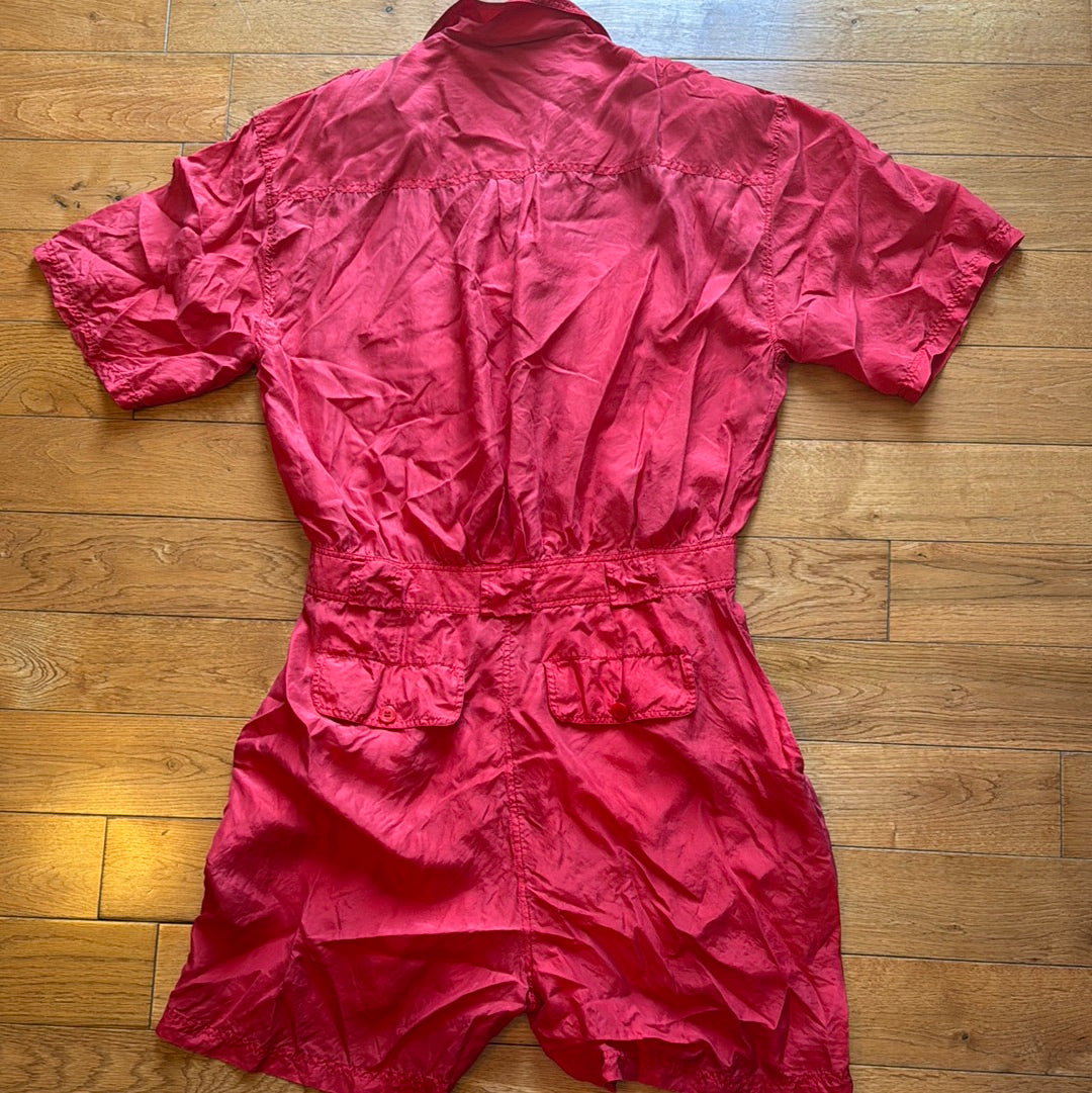 Vintage Women’s JV Design Red Silk Jumpsuit Size L