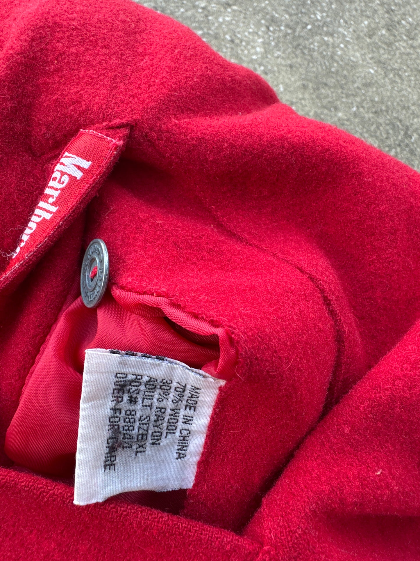 Vintage Men’s Black/Red Reversible Wool Blend Marlboro Coat Size XL