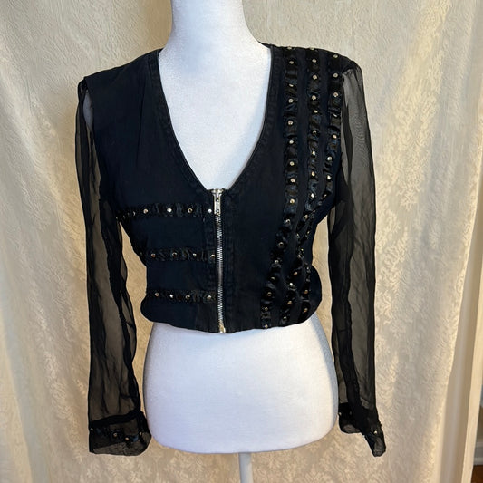 Vintage Women’s Workshop Clothing Black Studded Crop Size M