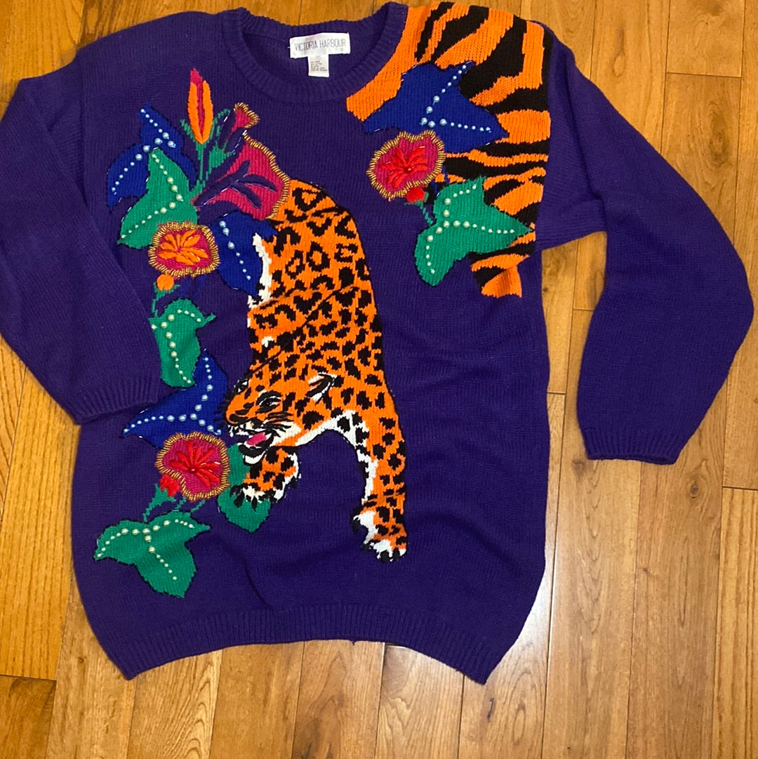 Vintage Women’s Victoria Harbour Tiger Sweater Size M