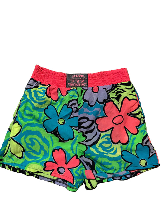 Vintage Surf Mania Neon Floral Shorts Size M