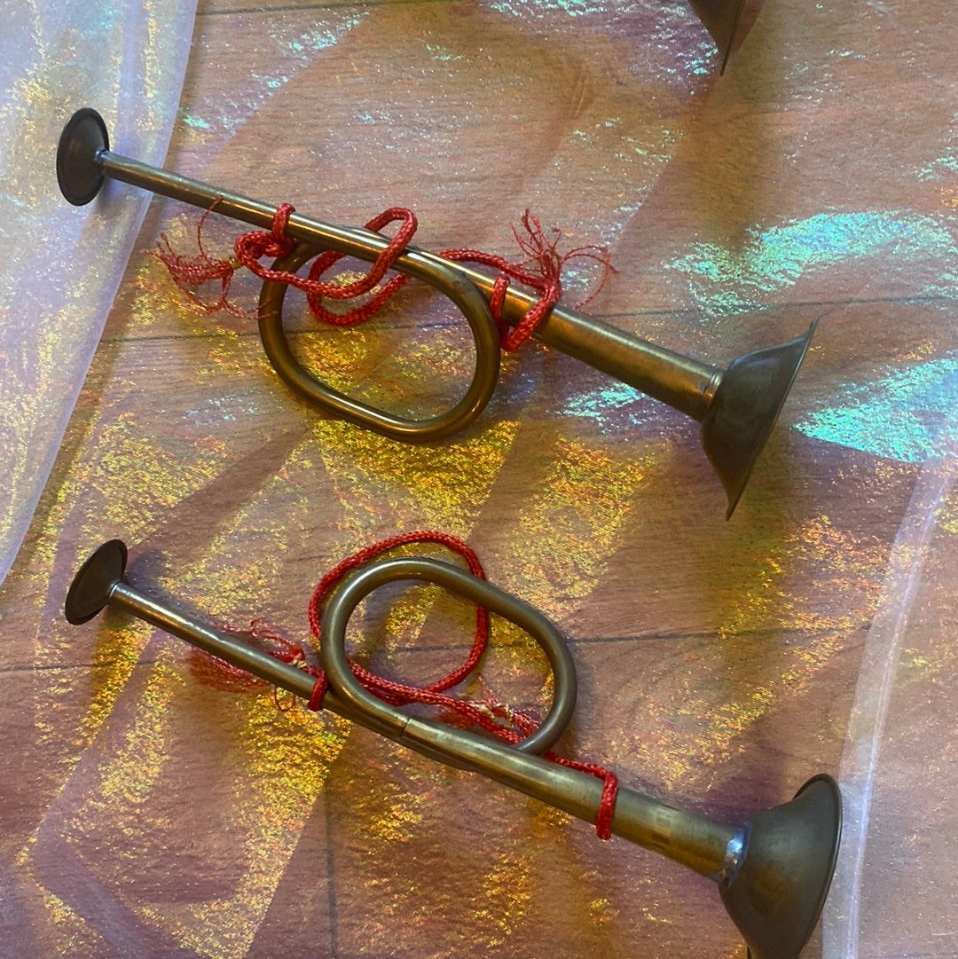 Vintage brass horns Christmas Ornaments