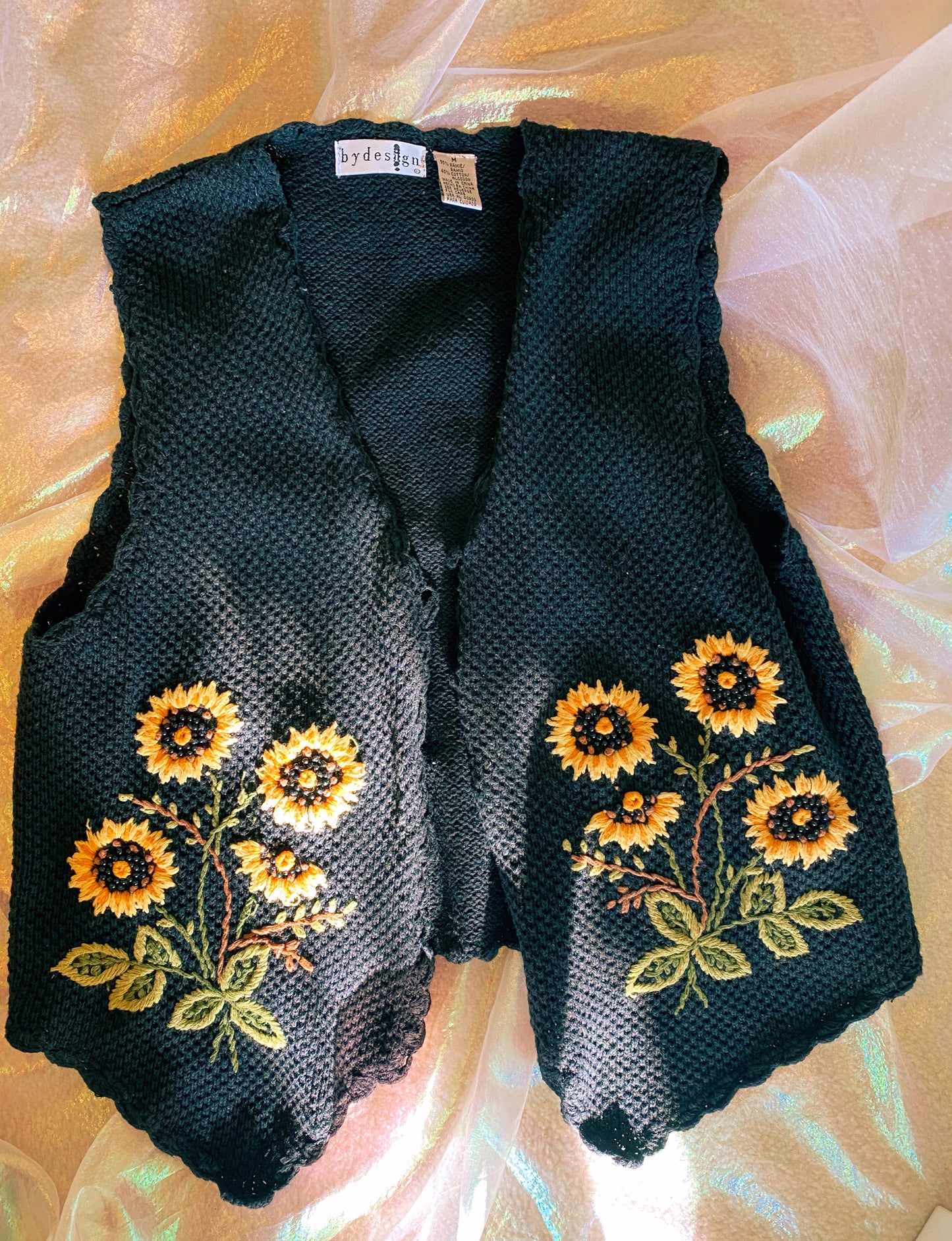 Vintage Women’s Bydesign Sunflower Vest Size M