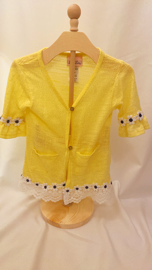 Girls Little Lass Yellow Daisy Cardigan 24M