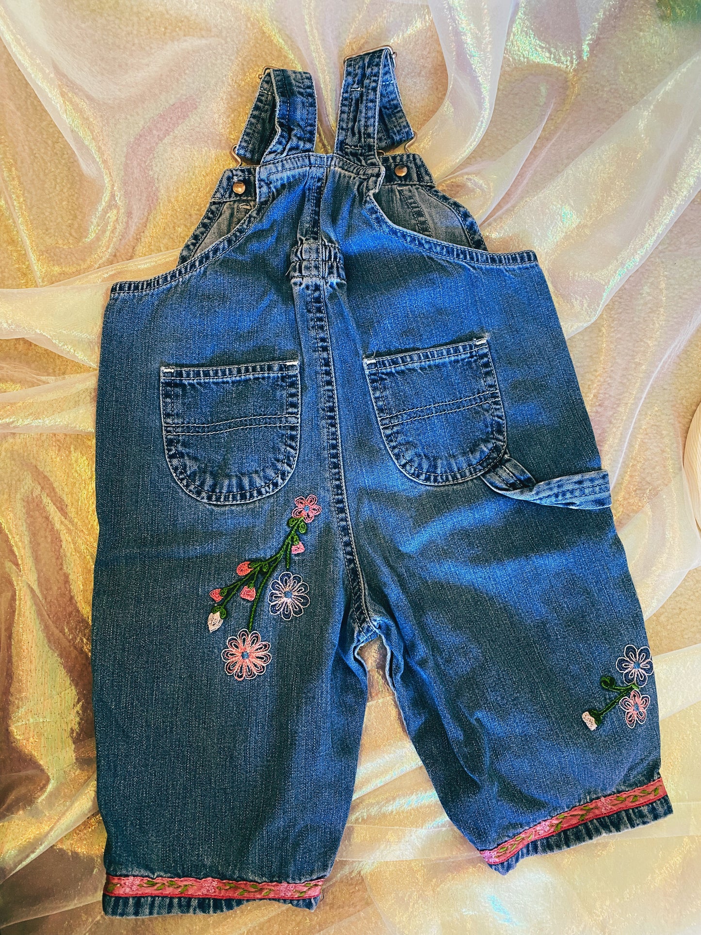 Girls Vintage Baby Gap Denim Overalls 6-12M