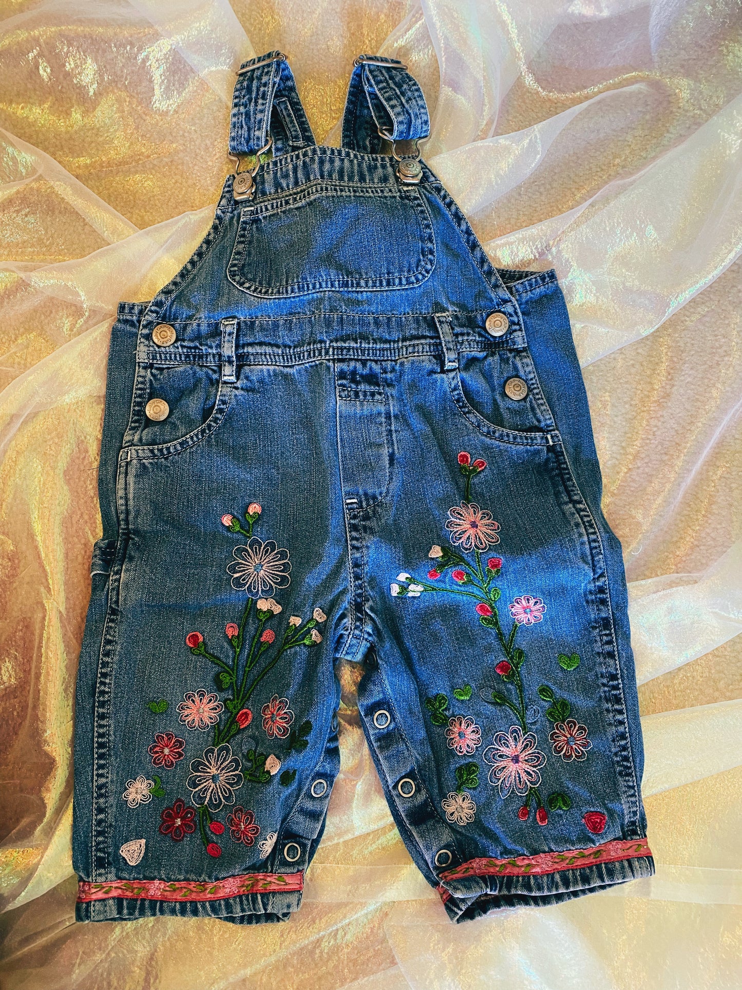 Girls Vintage Baby Gap Denim Overalls 6-12M